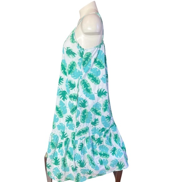 J.Crew Re-Imagined Womens Green Tropical Leaf Cotton Tiered Maxi Dress Small - Picture 5 of 10